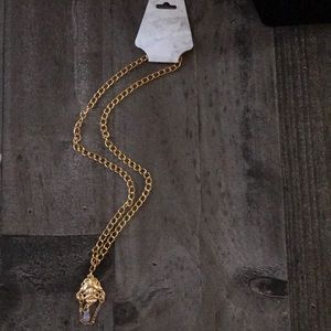Gold tone chain single pendant necklace